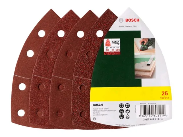 Bosch 25-osainen hiomapaperisarja yhdistelmähiomakoneille, karkeudet 40, 80, 120 ja 180 K= 40, 80, 120, 180