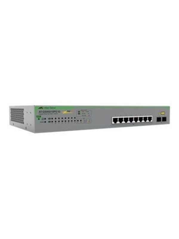 ALLIED Gigabit webSmart switch 8x 10/100/1000-T PoE+ 2x SFP Ports and single fixed PSU EU Power Code