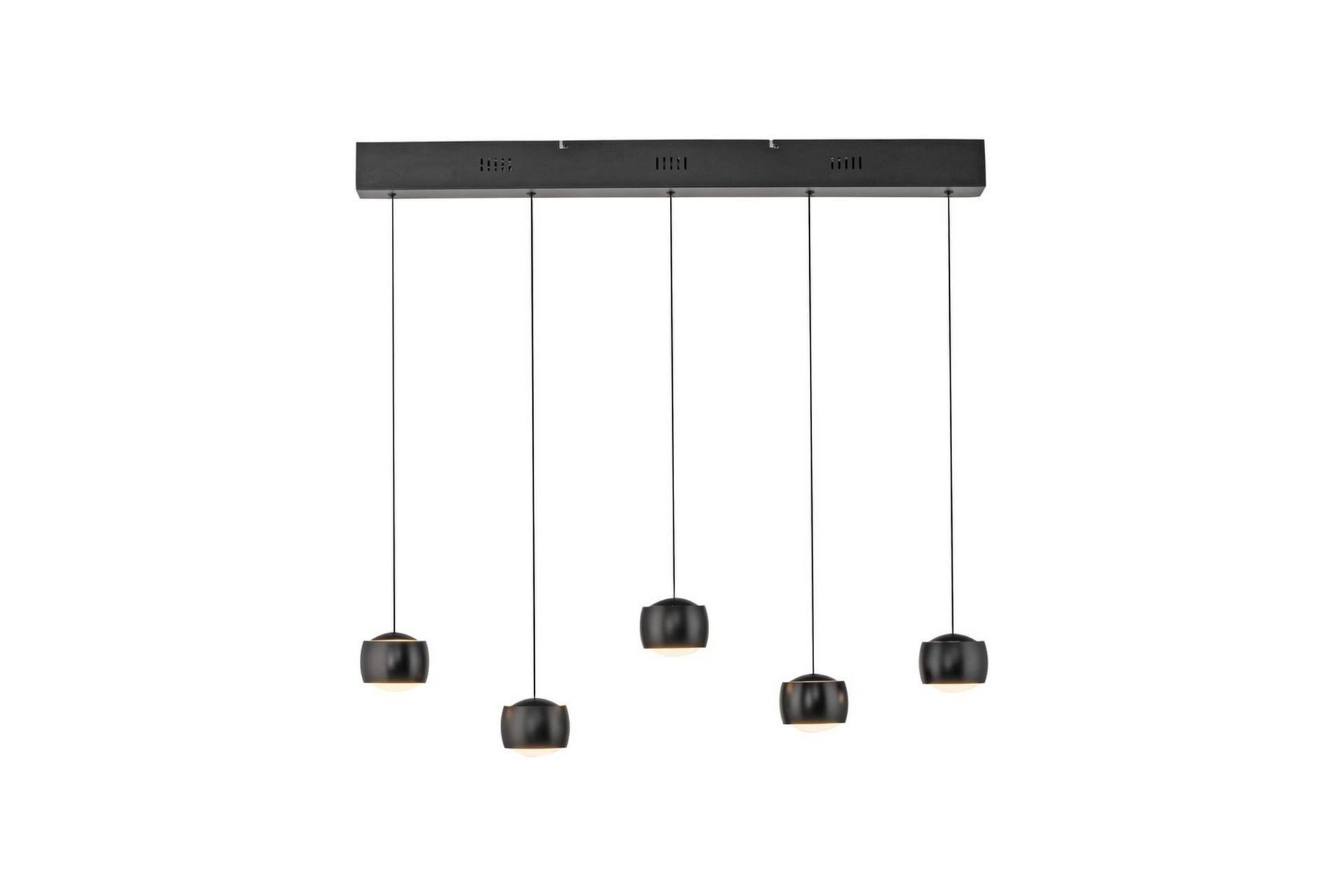 JUST LIGHT. LED-riippuvalaisin Ballini, musta, 5-lamppuinen, kytkin