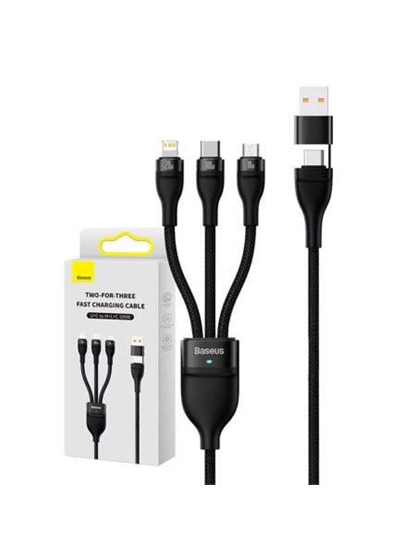 Baseus 3in1 USB cable Flash Series 2 USB-C + micro USB + Lightning 100W 1.2m (black)