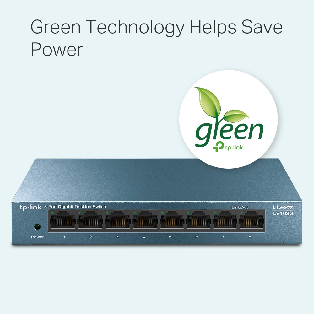 TP-Link LiteWave LS108G - Hallitsematon 8-porttinen gigabit-pöytäkytkin, Sininen