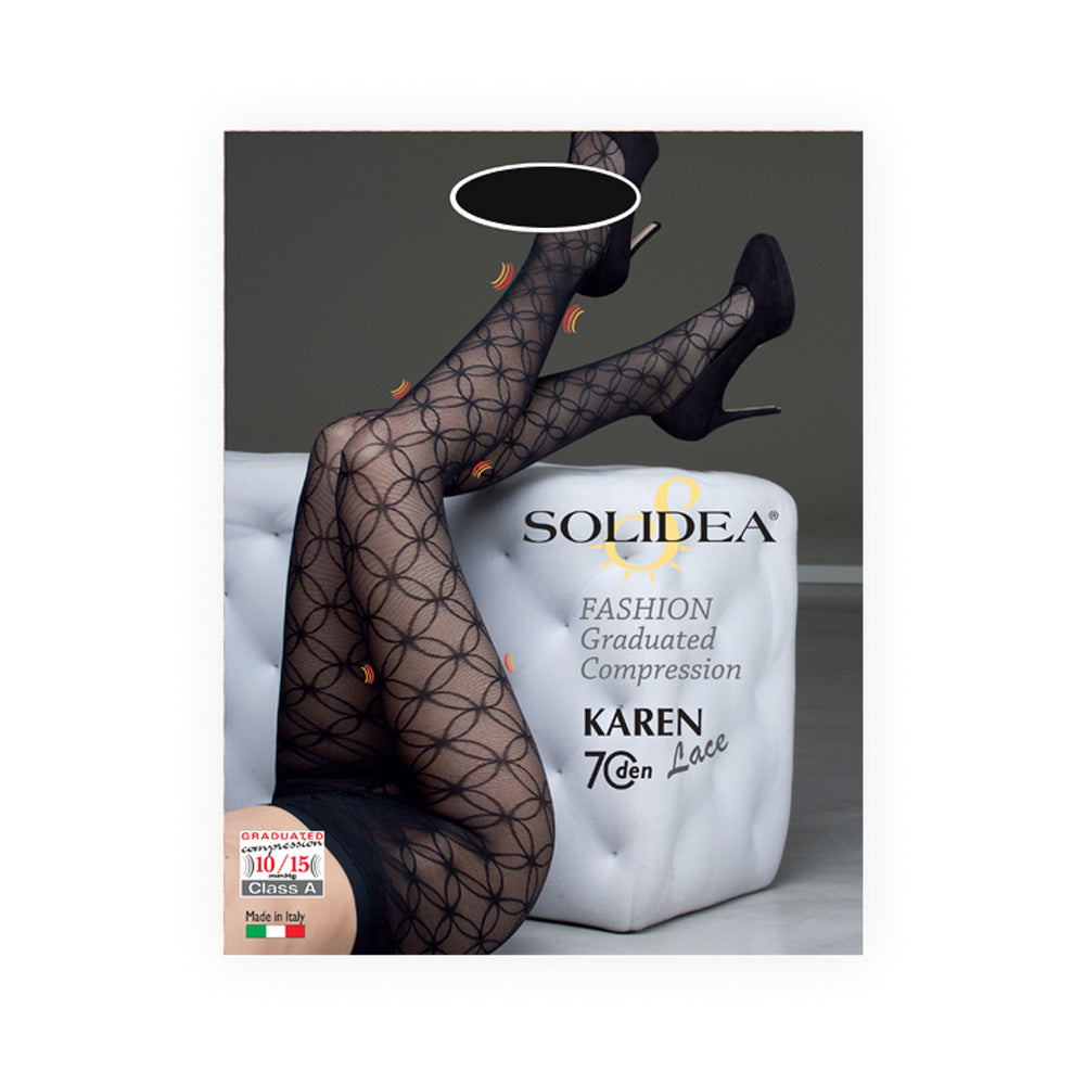 Solidea Karen Lace Lace -sukkahousut 70 deniä, luokka A, kompressiosukka, 10 15 mmHg, 3 ml, samppanjanruskea