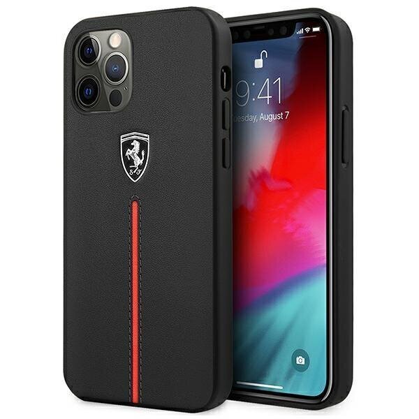 Ferrari Off Track Leather Nylon Stripe Case for iPhone 12 Pro Max - Black