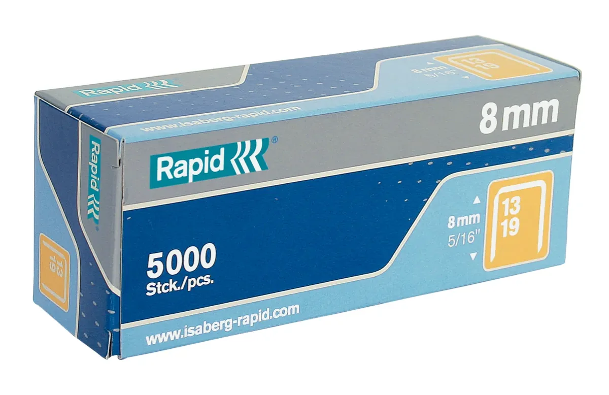 Rapid 11835600, Niittipakkaus, 8 mm, 5000 niitit, Kiinnitys, Etiketöinti, Galvanoitu teräs, Hopea