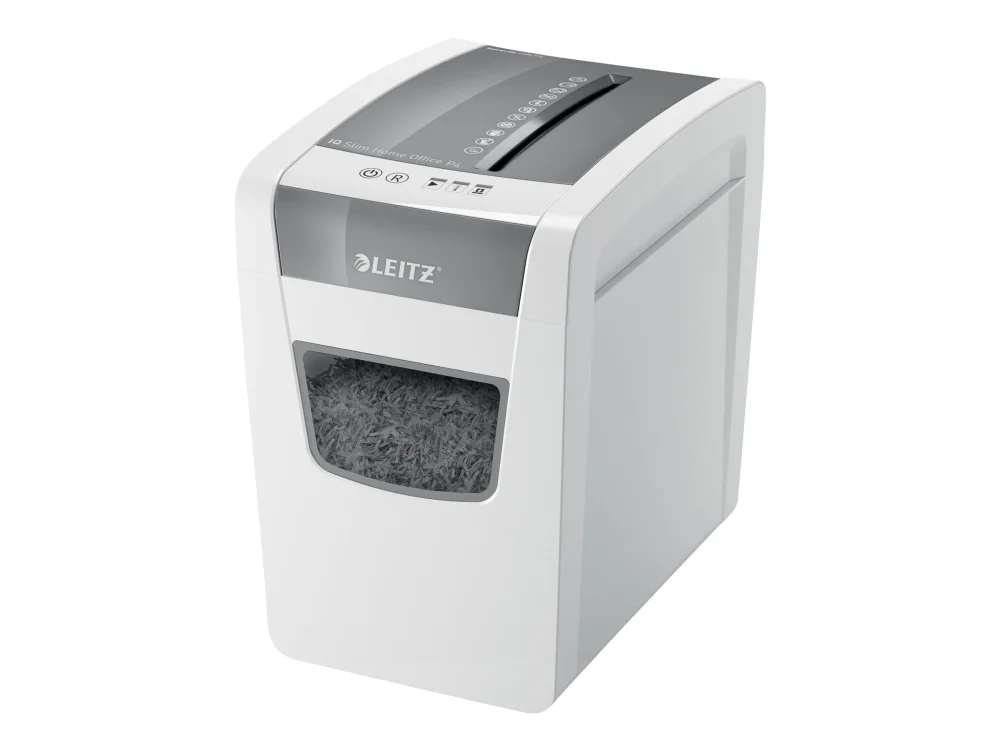 Leitz IQ Slim Home Office paperisilppuri, P4, Ristiinleikkaava, 22 cm, 4 x 28 mm, 23 L, 225 arkkia, 58 dB
