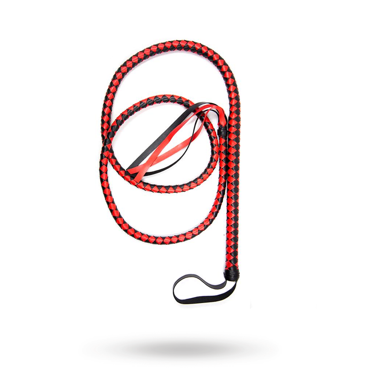 Long Whip Black & Red 210 cm Ruoska BDSM leikkeihin