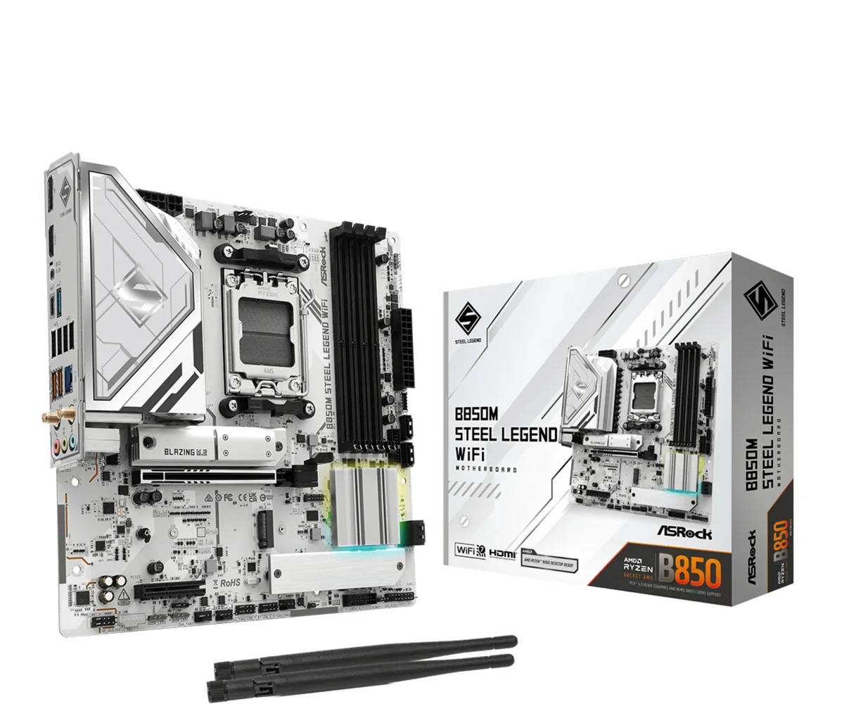 ASRock B850M Steel Legend WiFi Emolevy - AMD B850 - AMD AM5 - DDR5 RAM - Micro-ATX