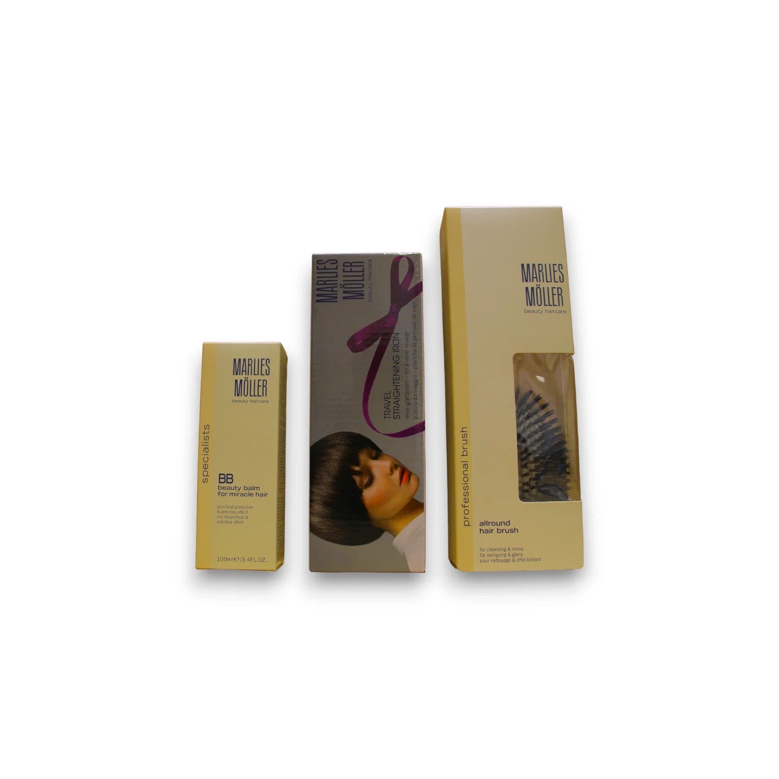Marlies Moller Set: Specialists Keratin Conditioner Sleek & Shine 100 ml + harja + Specialists Keratin Shampoo Sleek & Shine 200 ml