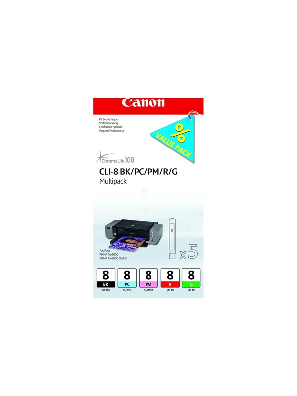 Canon Mustepatruuna MultiPack Bk,PC,PM,R,G. 5-pack 0620B027 Vastaa: N/A