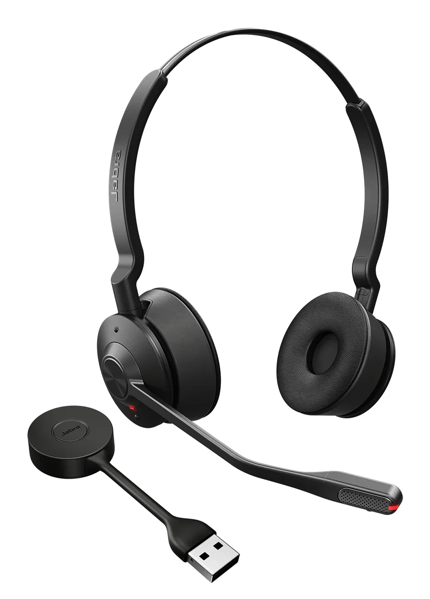 Jabra Engage 55 SE UC -langaton stereokuulokemikrofoni + Link 400a DECT -sovitin, musta
