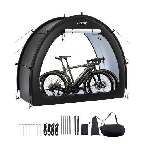 VEVOR Bike Storage Tent, 1 to 2 Bikes, Outdoor Spacious Bike Storage Tent with Ventilated Window, Waterproof Fan-Shaped Bike Tent with High Strength Fiberglass & Dual Zippers, Fit for Bicycle