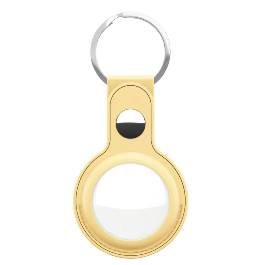 KeyBudz Leather Keyring for AirTag - Pastel Yellow