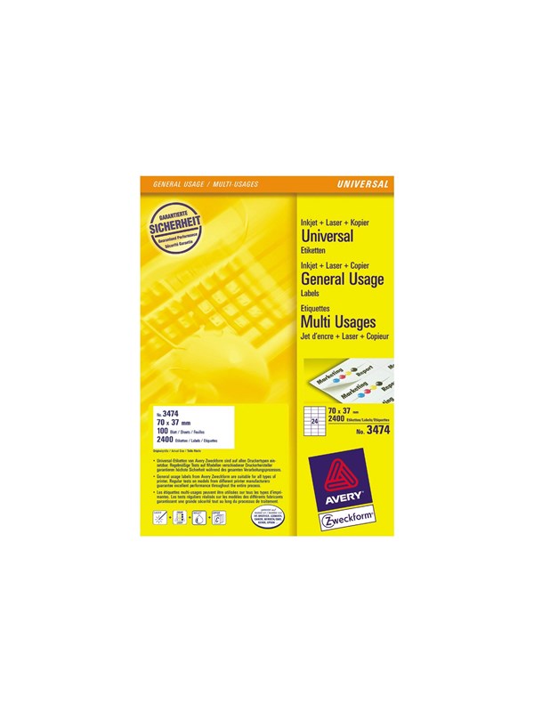 Avery ILC universal etiket 70x37mm (2400)