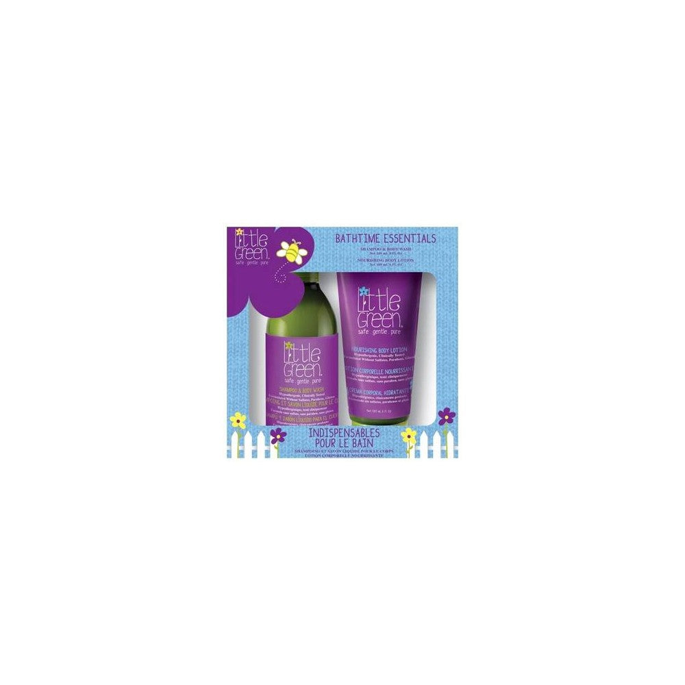 Little Green Lahjasetti lapsille 2 in 1 shampoo ja suihkugeeli lapsille 240ml + ravitseva vartalomaito lapsille 180ml