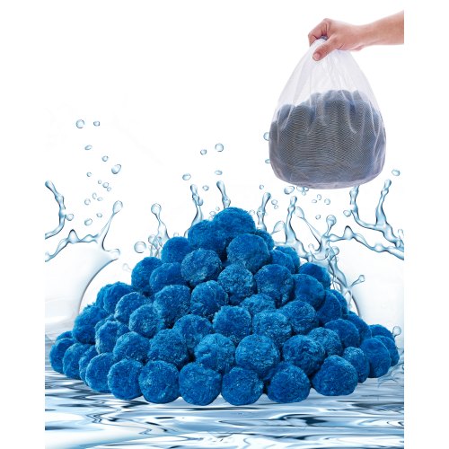 VEVOR Pool Filter Balls for Sand Filter, 0.7 kg/1.5 lbs, Filter Balls Replace Pool Filter Sand, Reusable Blue Polyester Fiber Filter Media with Wash Bag, for Swimming Pool Aquarium Tank Above Ground Pool