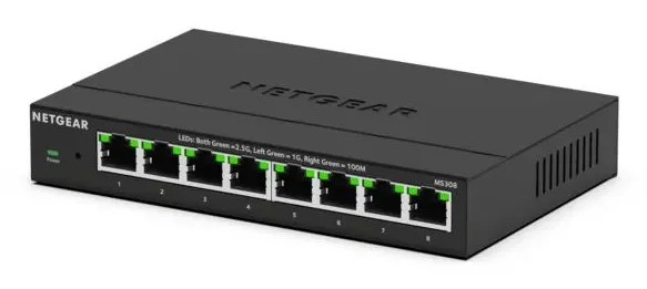 NETGEAR MS308E-100EUS - 8-porttinen hallitsematon 2,5G Multi-Gigabit Ethernet -kytkin, Musta