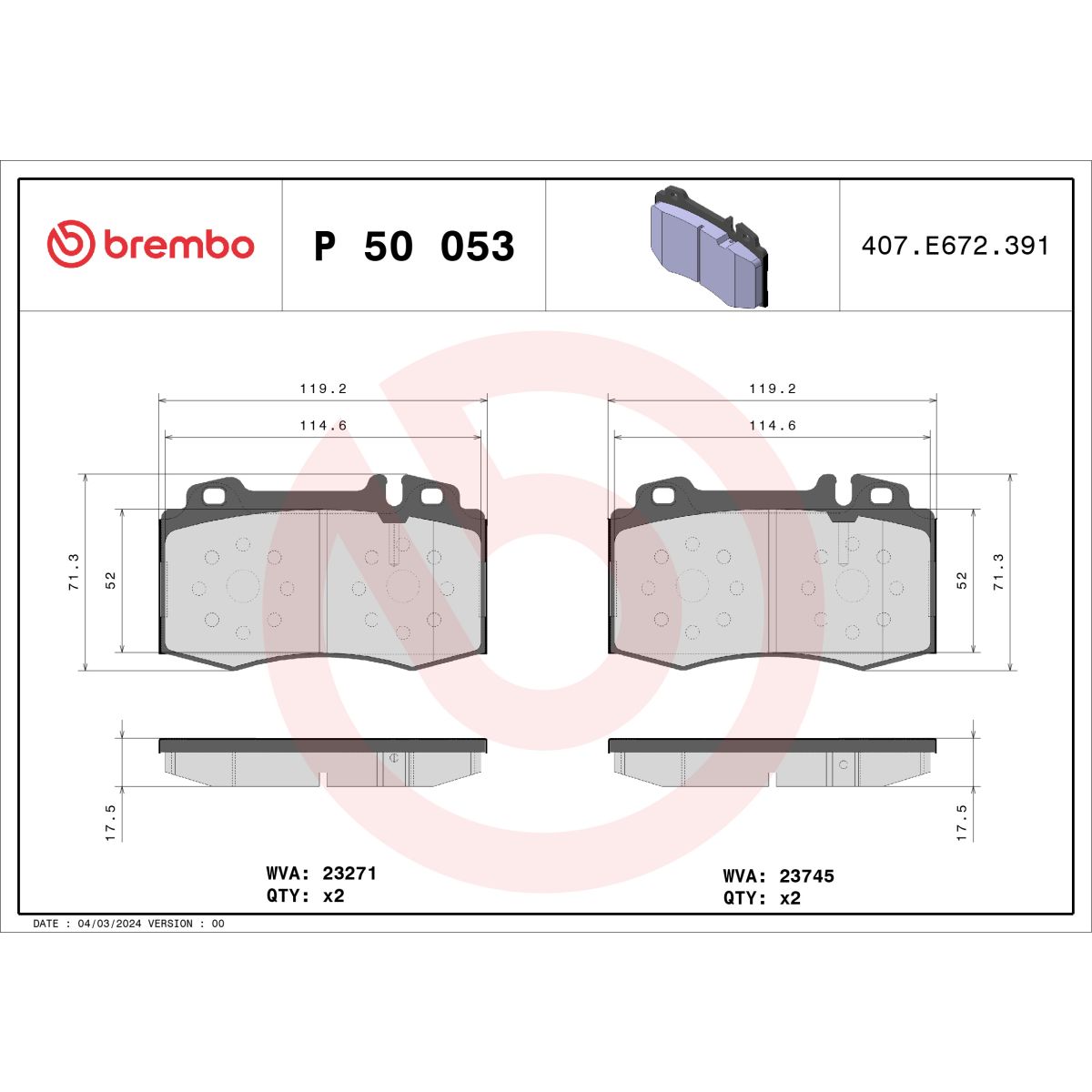 Jarrupalat, levyjarru BREMBO P 50 053