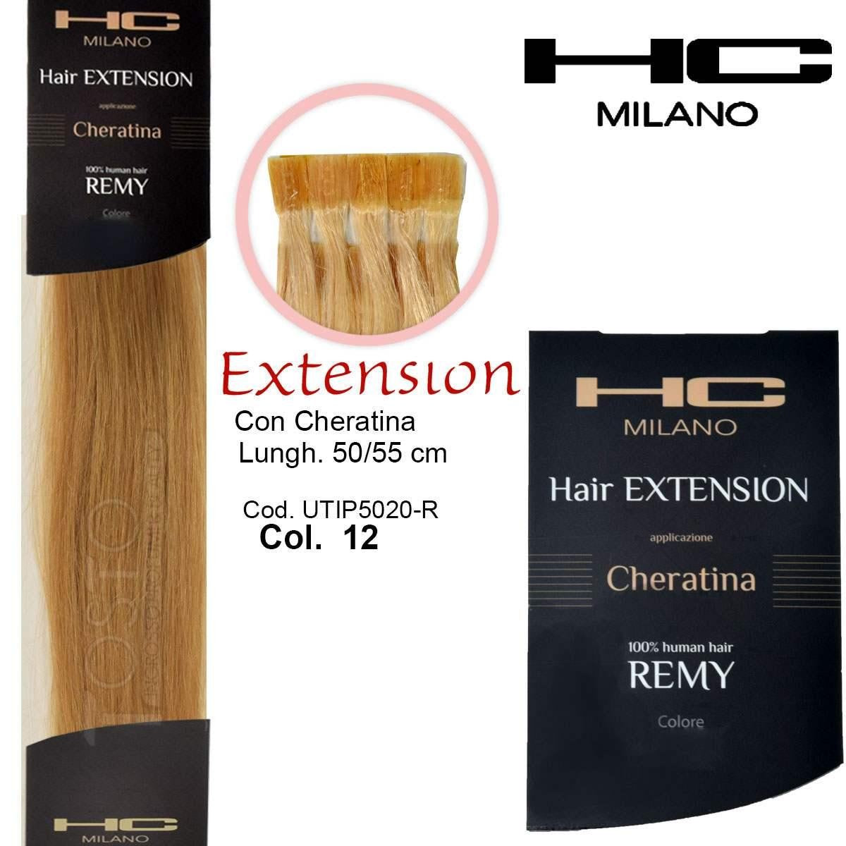 Hc Milano Remy-keratiinihiuspidennys 50/55 cm 20 kappaletta Väri 12 Beige 9.013