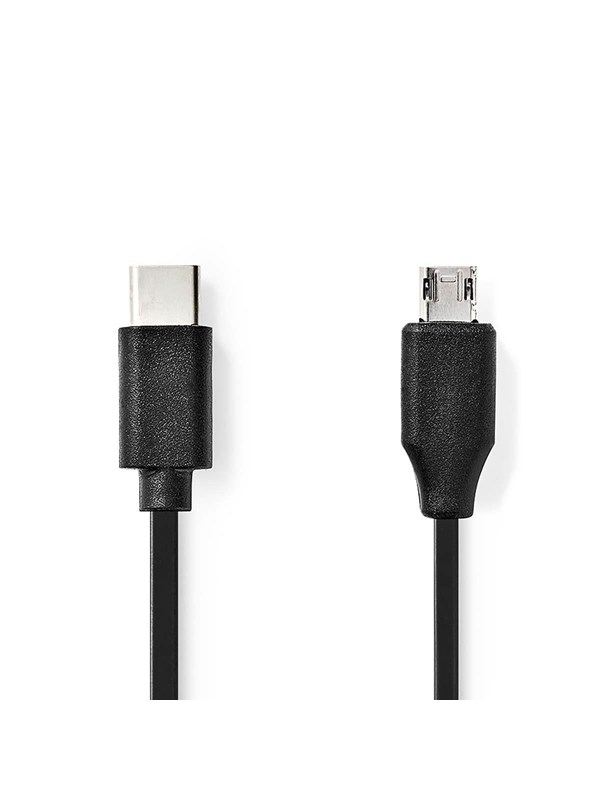 Nedis USB kaapeli | USB 2.0 | USB-CTM Uros | USB Micro-B Uros | 15 W | 480 Mbps | Niklattu | 1.00 m | Pyöreä | PVC | Musta | Label