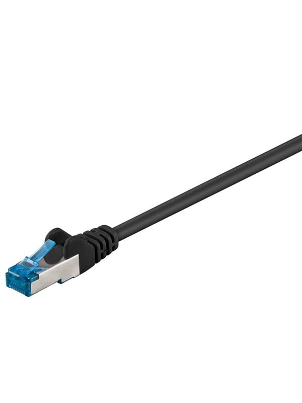 Goobay Patchkabel CAT 6A, S/FTP (PiMF), svart, 7,5 m opparledare (CU), halogenfri kabelhölje (LSZH)
