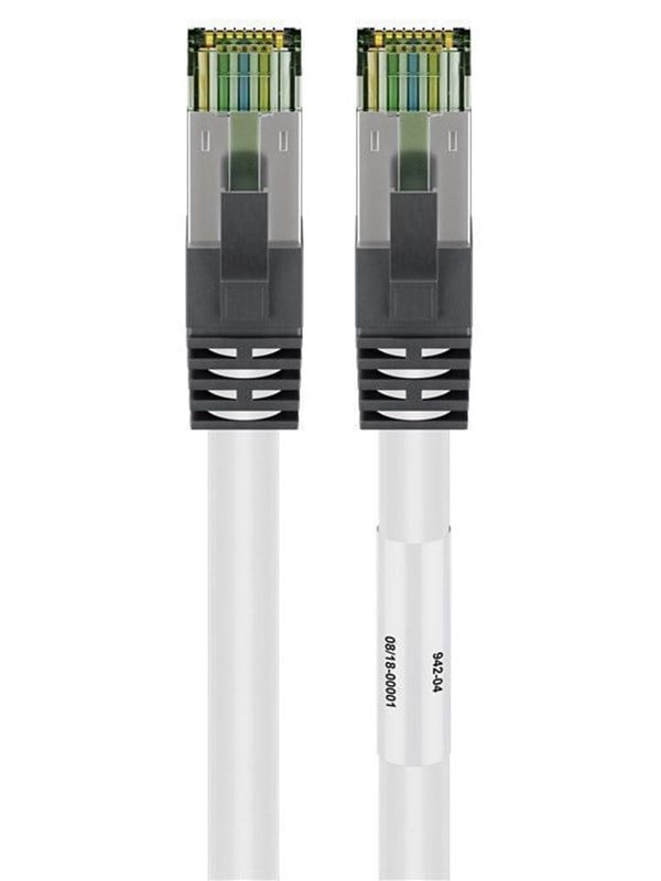 Goobay CAT 8.1 Patchkabel, S/FTP (PiMF), vit 99,9 % syrefri kopparledare (OFC), AWG 24, halogenfri kabelhölje (LSZH)