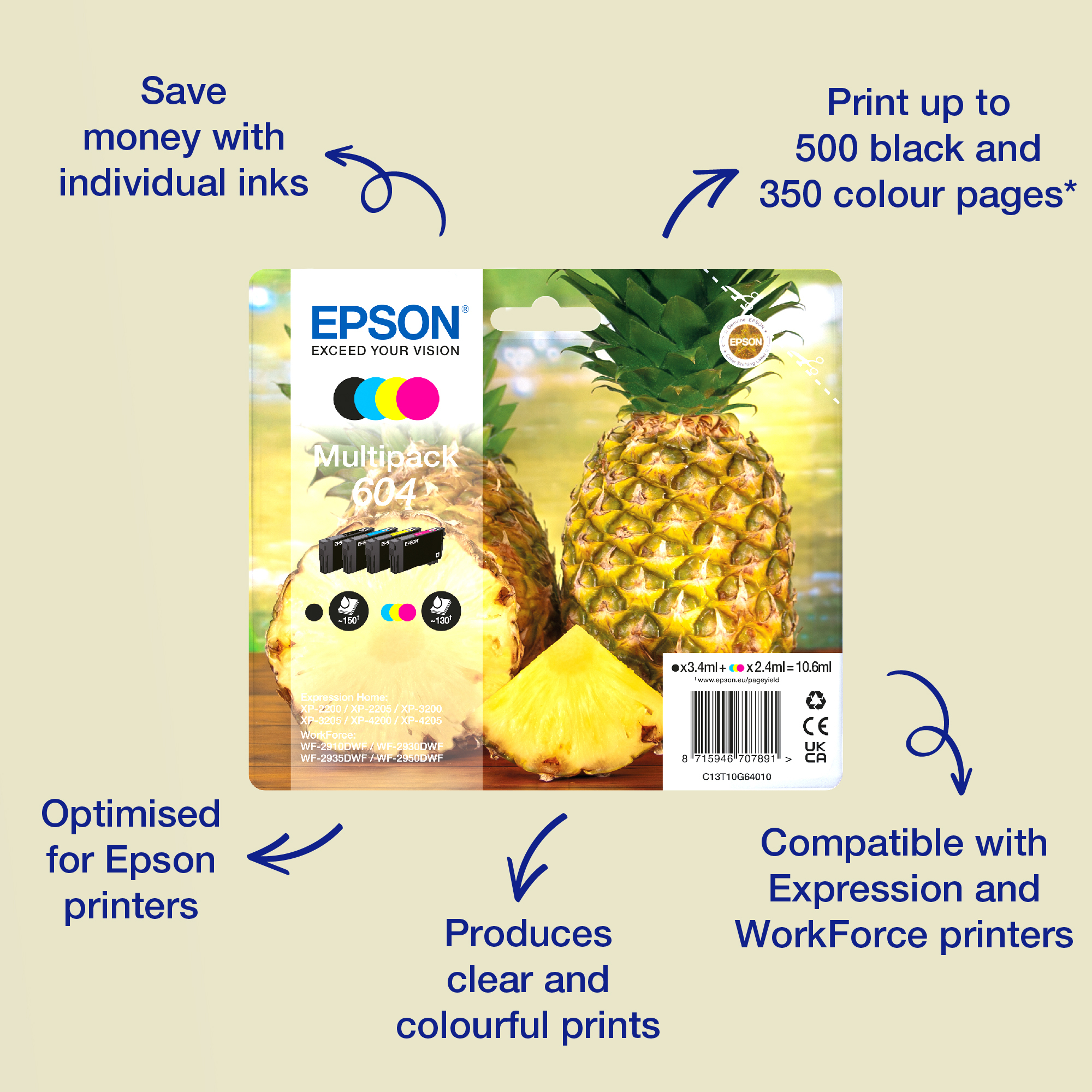 Epson 604 Multipack - 4-pack - Musta Keltainen cyan magenta - Original - ink cartridge