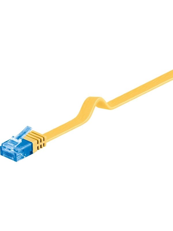 Goobay CAT 6A platt patchkabel, U/UTP, gul kopparledare (CU)