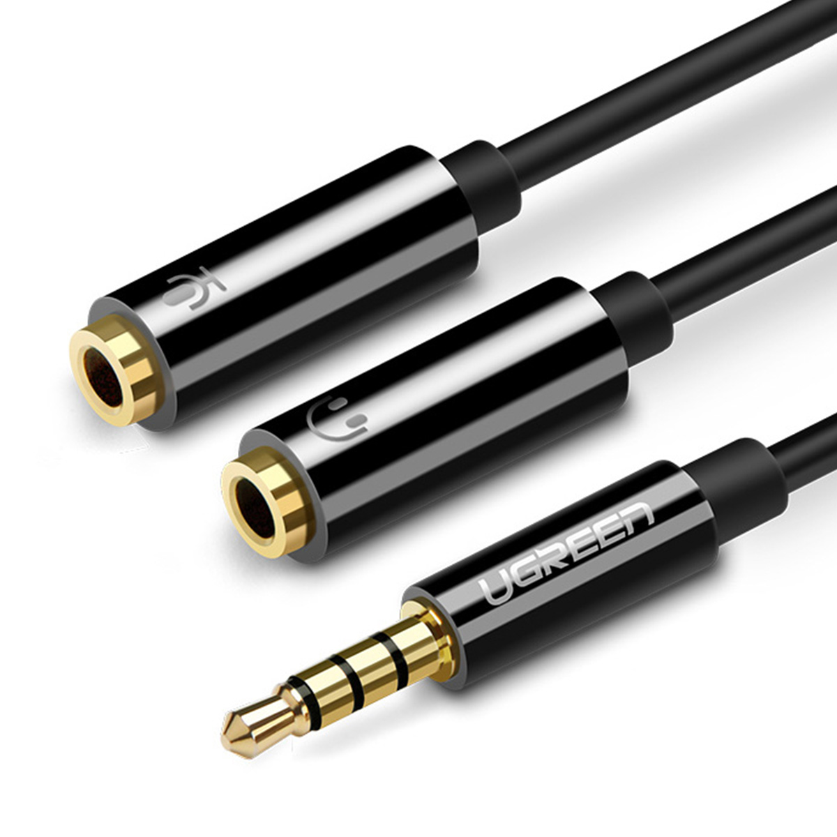 Jakoadapteri minijakki 3,5 mm - 2 x minijakki 3,5 mm mikrofoni ja kuulokkeet musta