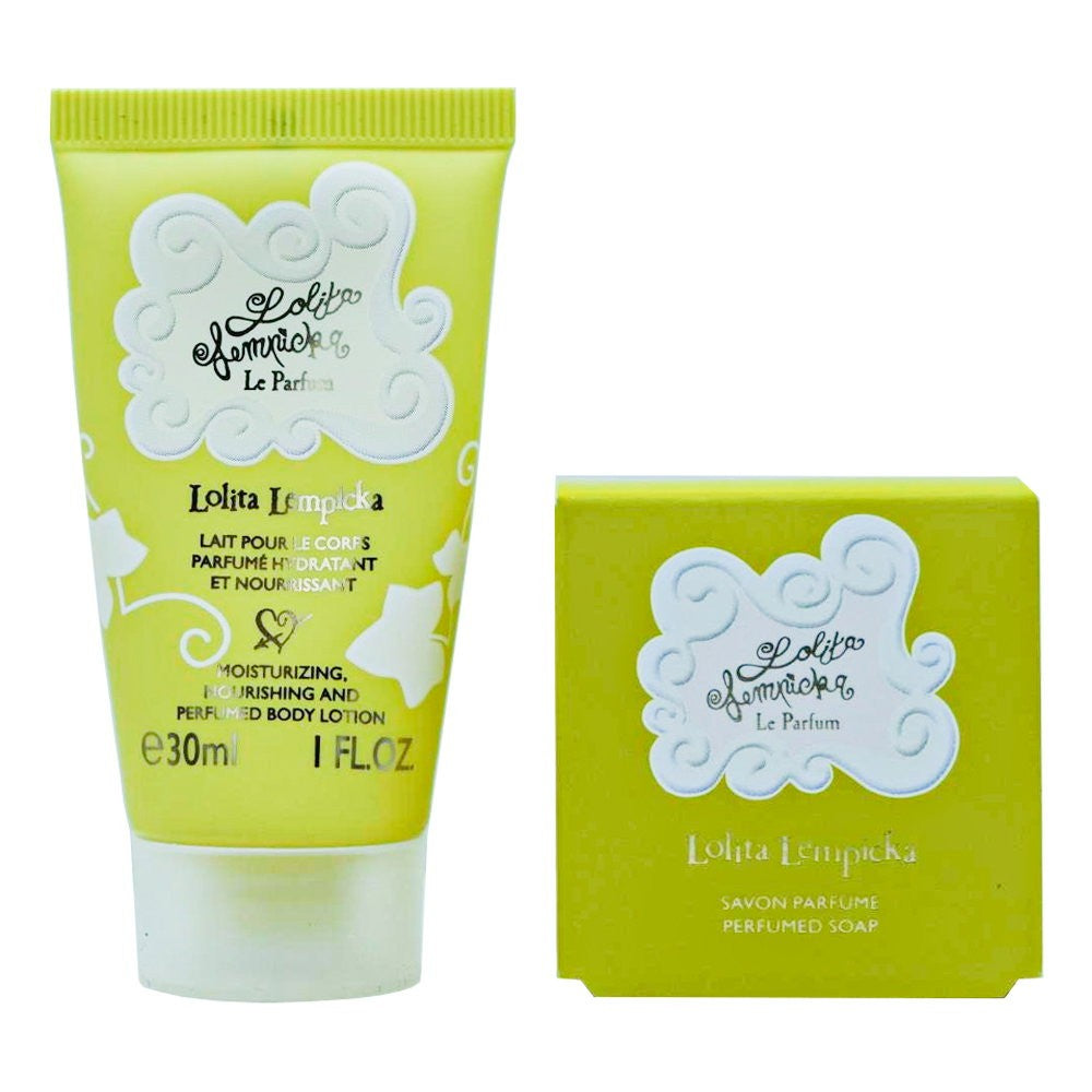 Sarja Lolita Lempicka: Mon Premier Parfum kosteuttava vartalomaito 30 ml + Mon Premier Parfum tuoksusaippua 25 g *pieni