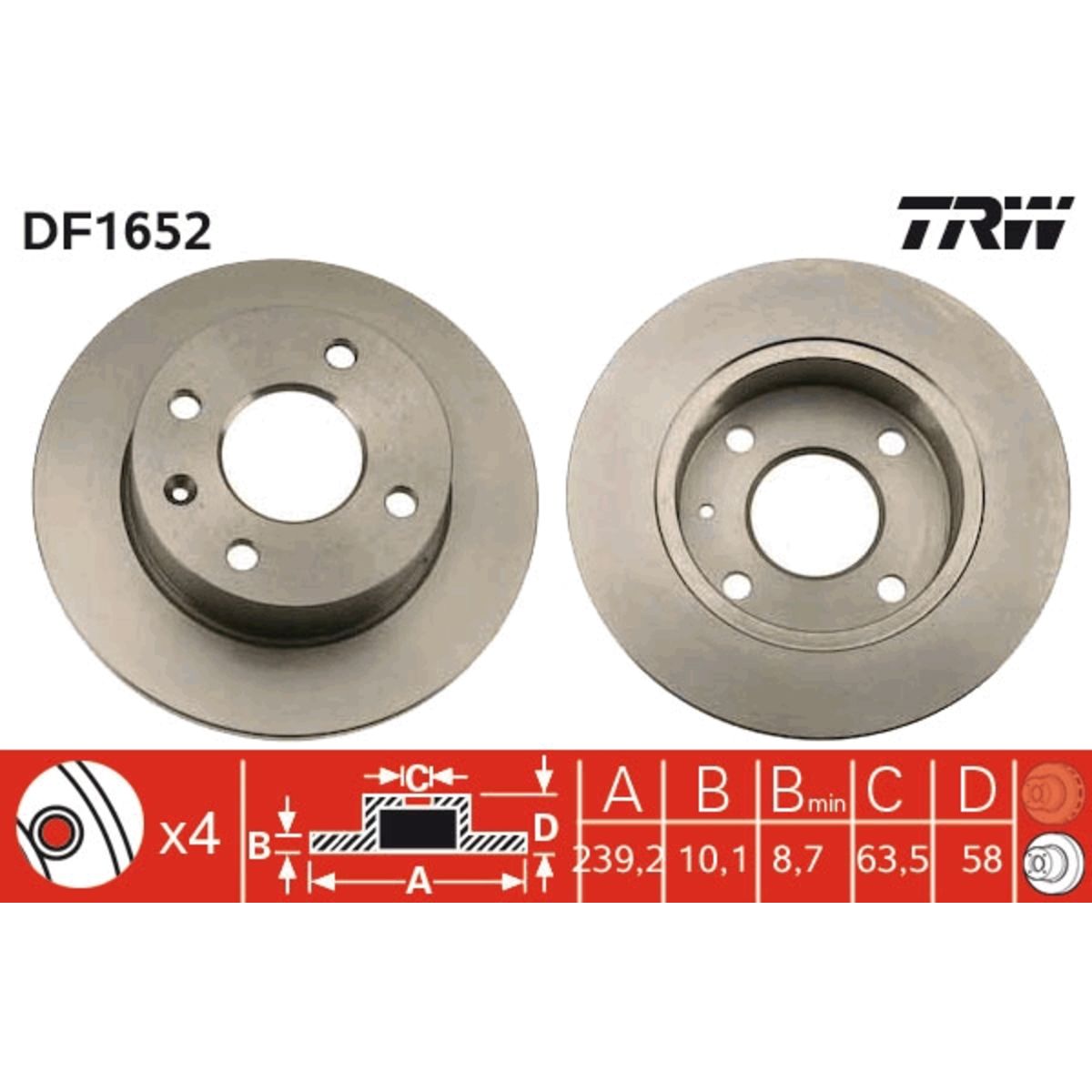 Jarrulevy TRW DF1652