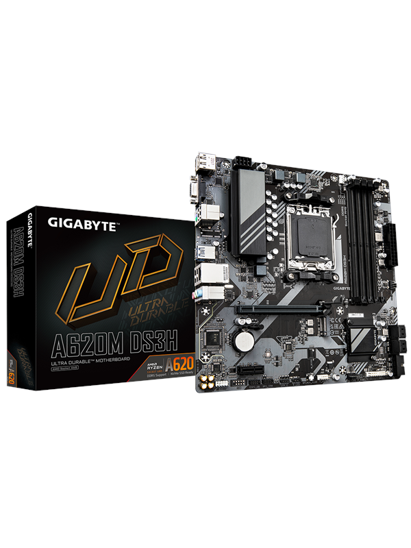 GIGABYTE A620M DS3H Emolevy - AMD A620 - AMD AM5 - DDR5 RAM - Micro-ATX