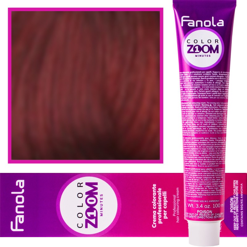 Fanola Color Zoom -hiusvärivoide, koko paletti, 100 ml, 6.6 Tummanpunainen vaalea