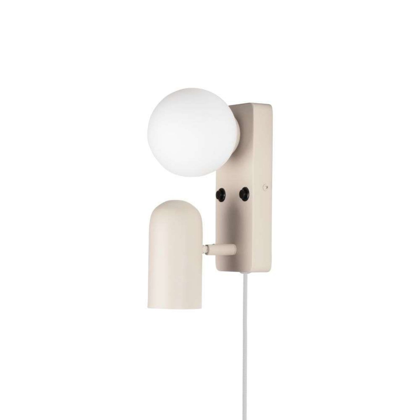 Doppio-seinävalaisin, beige, korkeus 24 cm, 2-lamppuinen – Globen Lighting - Olohuone - Skandinaavinen - Lasi - Monilamppuinen