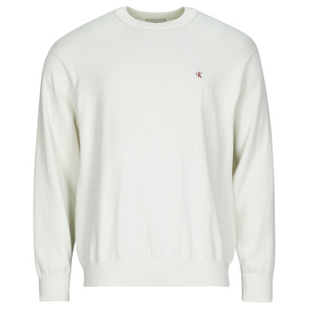Calvin Klein Jeans Neulepaita 'Monogram Embroidery Relaxed' villanvalkoinen