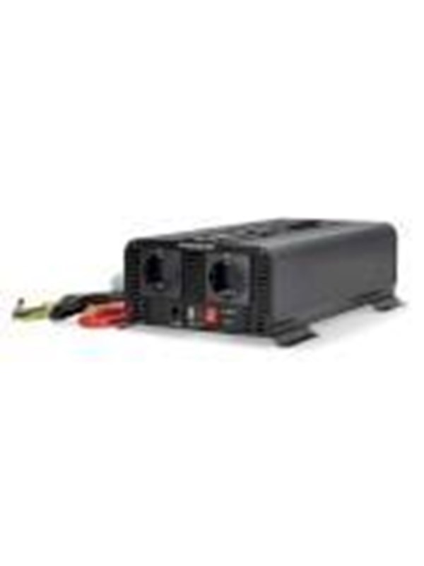 Nedis Invertteri Puhdas Siniaalto | Tulojännite: 12 V DC | Laitteen lähtövirran liittimet: Type F (CEE 7/3) / USB-A / 1x USB-CTM | 230 V AC 50 Hz | 1000 W | Lähtöliitännän huipputeho: 2000 W | Ruuviliitin | Puhdas siniaalto | Sulake | Musta