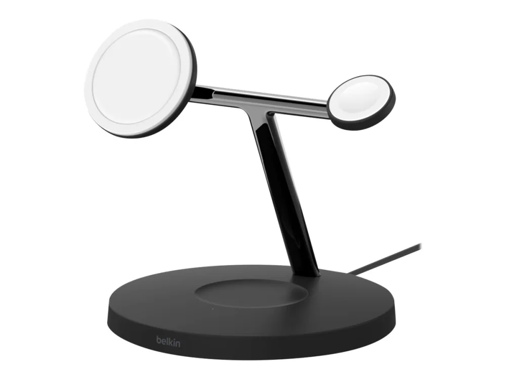 Belkin 3-in-1 Qi2 15w Magnetic Adjustable Charging Stand Musta