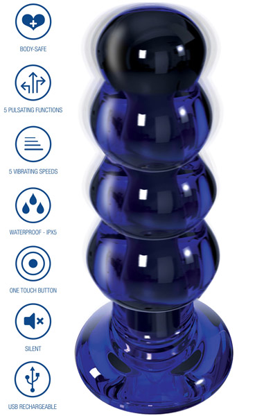 ToyJoy Radiant Vibrating Glass Plug 11,5 cm Värisevä anaalitappi