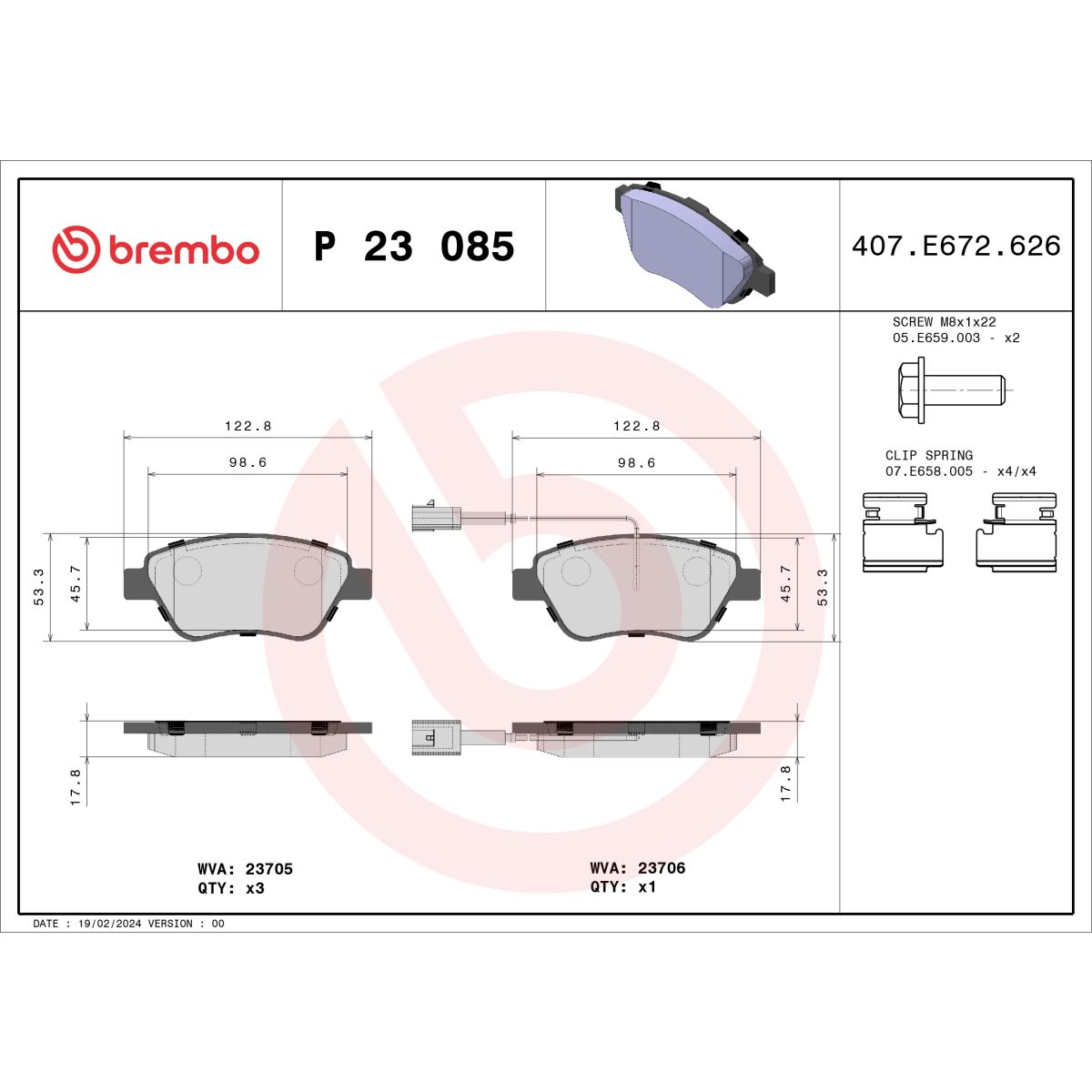 Jarrupalat, levyjarru BREMBO P 23 085