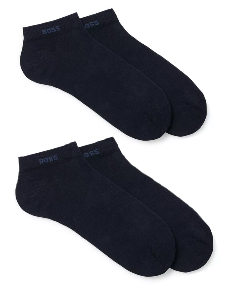 Boss Hugo Boss 2-pack Shoeliner Finest Soft Cotton Navy Str 43-46 2 stk.
