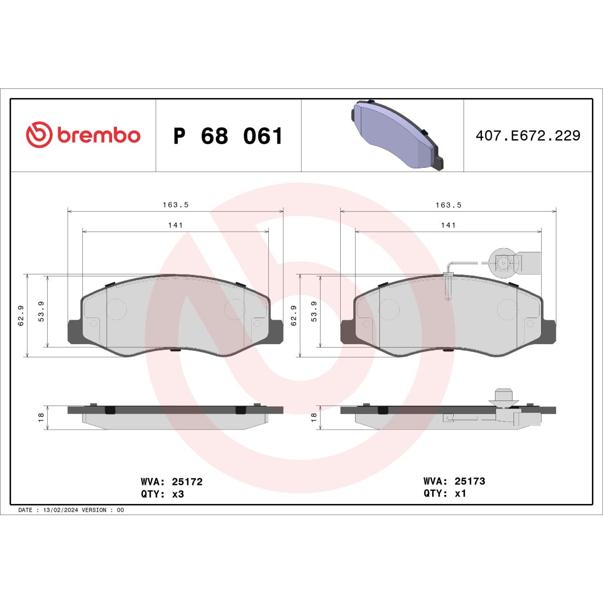 Jarrupalat, levyjarru BREMBO P 68 061
