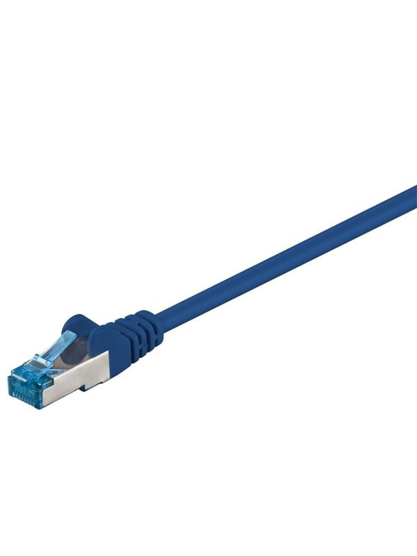 Goobay Patchkabel CAT 6A, S/FTP (PiMF), blå, 15 m opparledare (CU), halogenfri kabelhölje (LSZH)