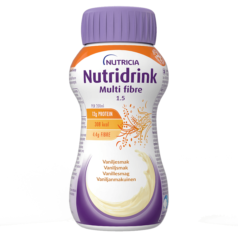 Nutridrink Multi Fibre 4x200 ml neste täydennysravintovalmiste vanilja