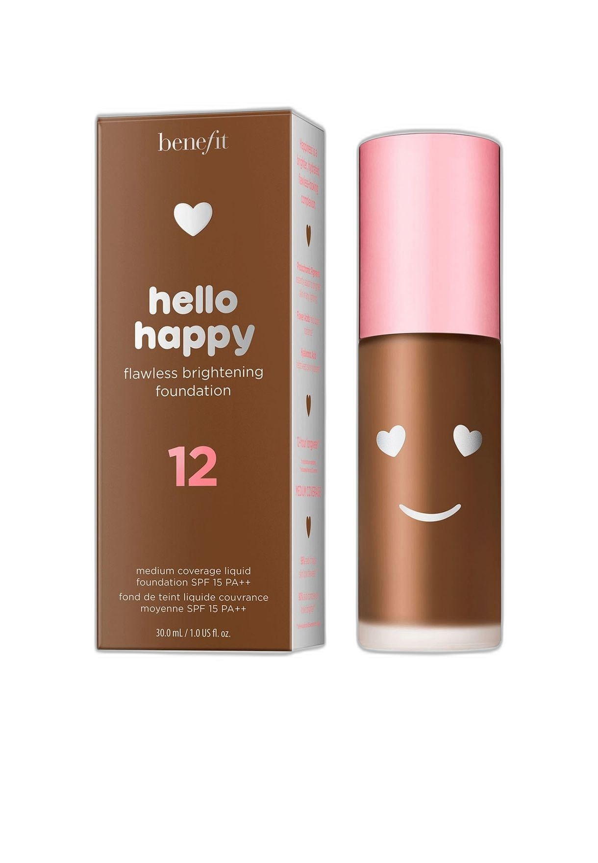 Benefit, Hello Happy, valaiseva, nestemäinen meikkivoide, 12, syvä lämmin, SPF 15, 30 ml