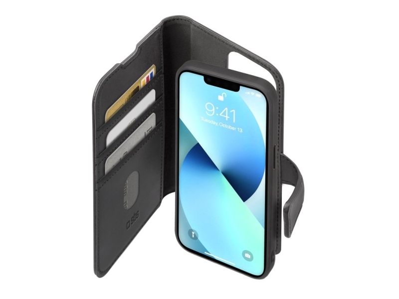 SBS Book Case with Removable Cover for iPhone 13® - Black