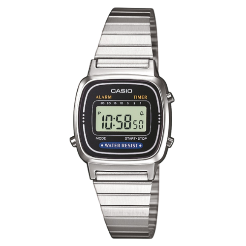 Casio Vintage Mini LA670WEA-1EF Naisten Digitaalikello - Hopea & Musta