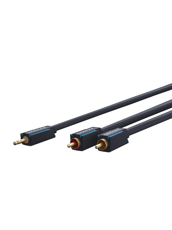 ClickTronic 3,5 mm AUX till RCA-adapterkabel, stereo Premiumkabel | 1x 3,5 mm jackkontakt 2x cinchkontakt | 1,0 m | OFC innerledare