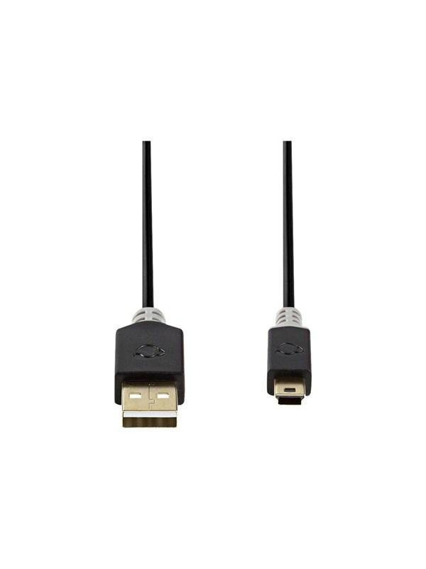Nedis USB kaapeli | USB 2.0 | USB-A Uros | USB Mini-B 5 pin Uros | 480 Mbps | Kullattu | 2.00 m | Pyöreä | PVC | Antrasiitti | Laatikko