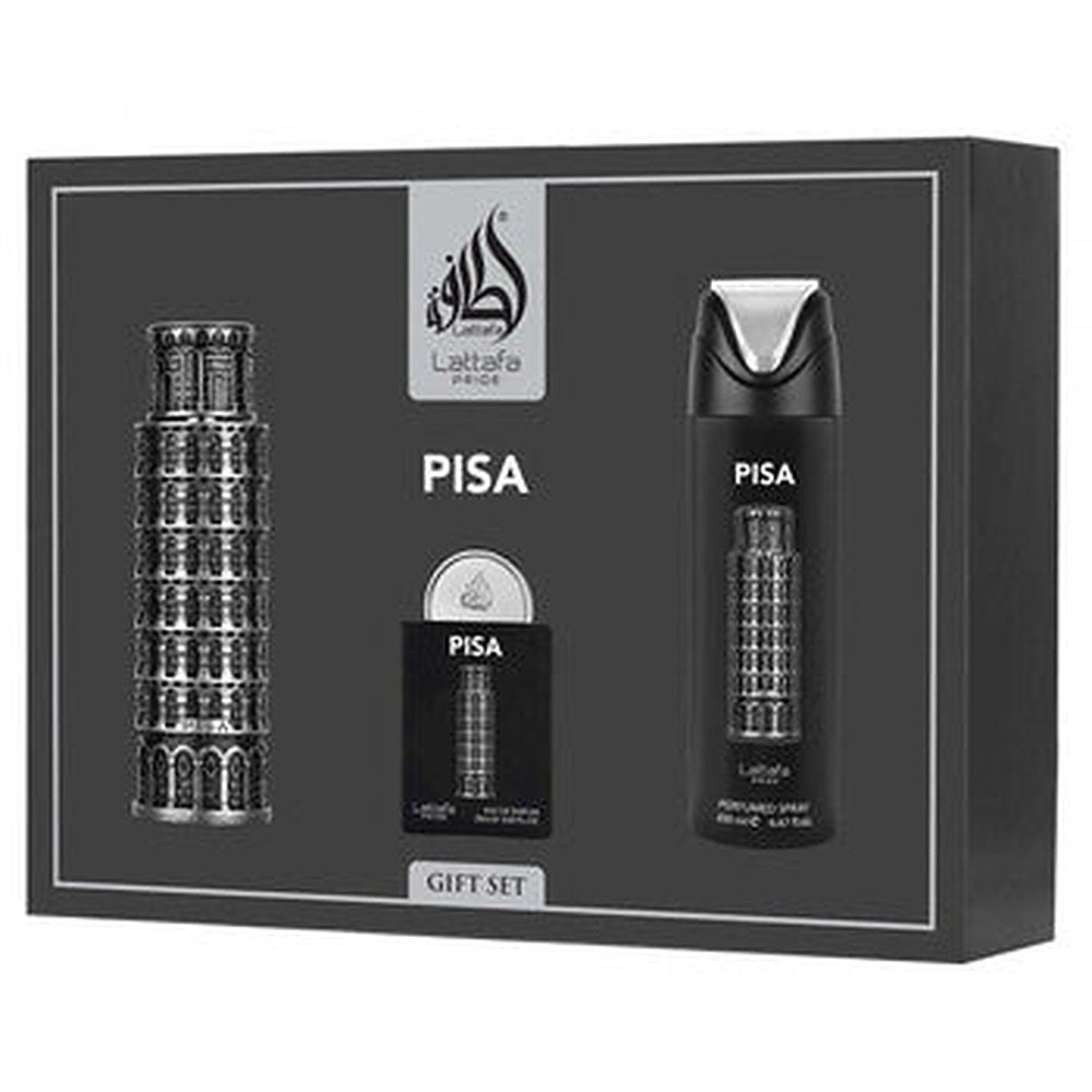 Lattafa-tuoksut Pride Pisa - lahjasetti EDP 100 ml, deodorantti 200 ml ja EDP 20 ml 100 ml