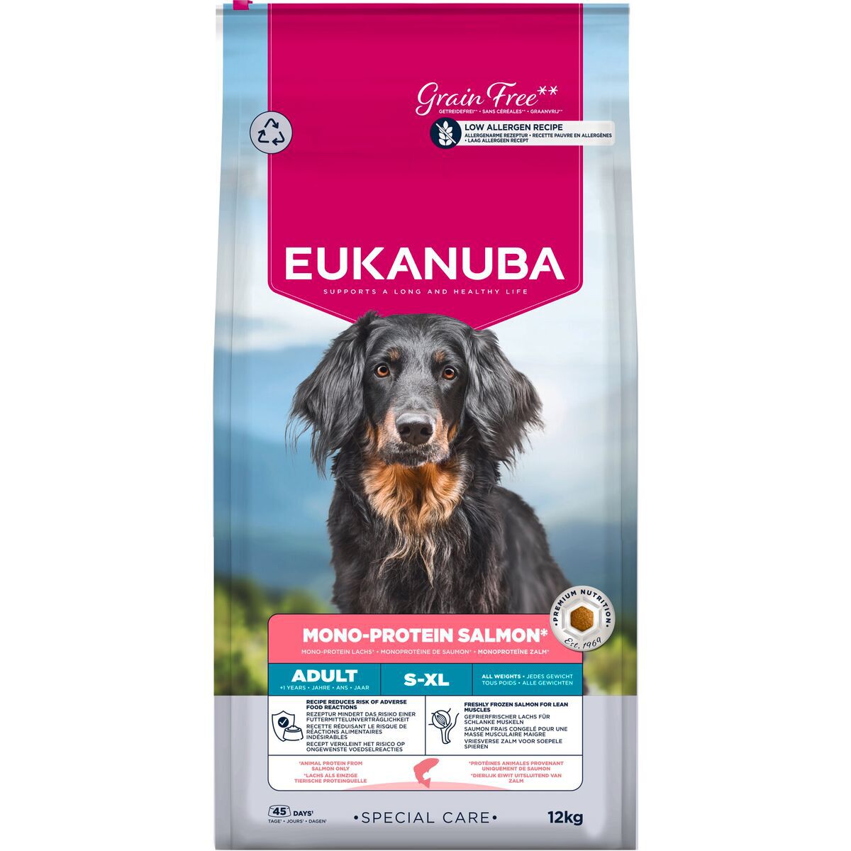 Eukanuba Daily Care Mono-Protein Salmon, Koiran kuivaruoka, Adult, 12 kg
