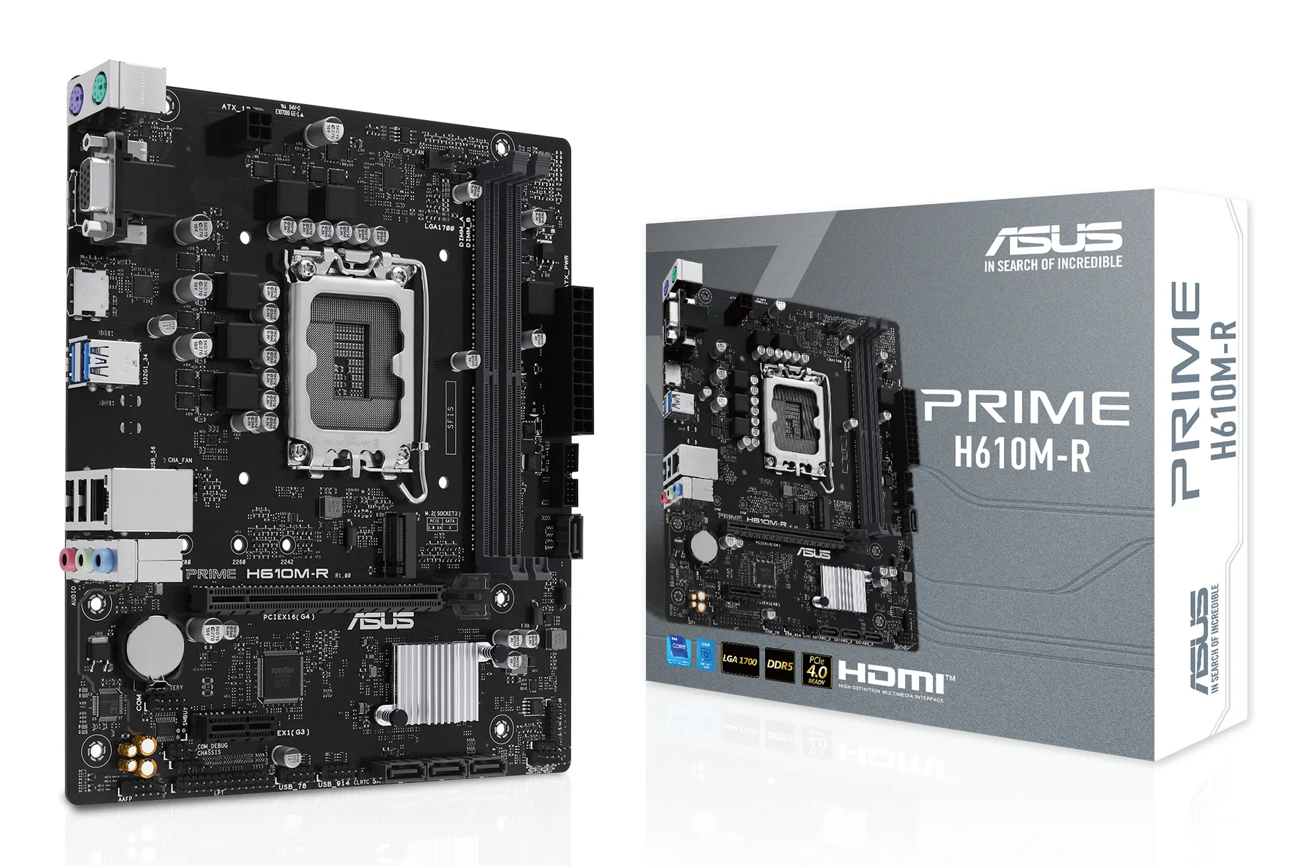 ASUS PRIME H610M-R-SI Emolevy - Intel H610 - Intel LGA1700 - DDR5 RAM - Micro-ATX